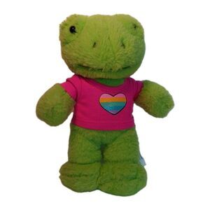 Build A Bear Buddies Green Frog Plush Standing Hot Pink Heart T Shirt 9in Toy